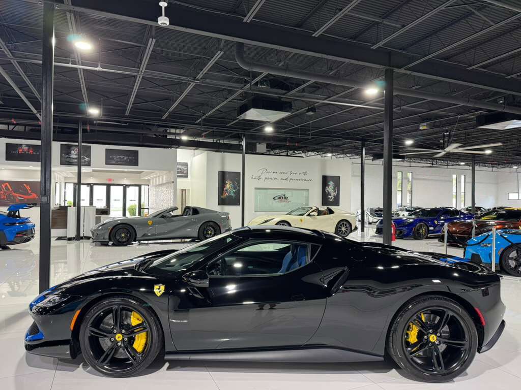 2023 Ferrari 296 GTB Nero B/B paint, Livrea Azzurro Dino, Extra-Range Azzurro interior, carbon galore AND MORE!!! Fort Lauderdale FL