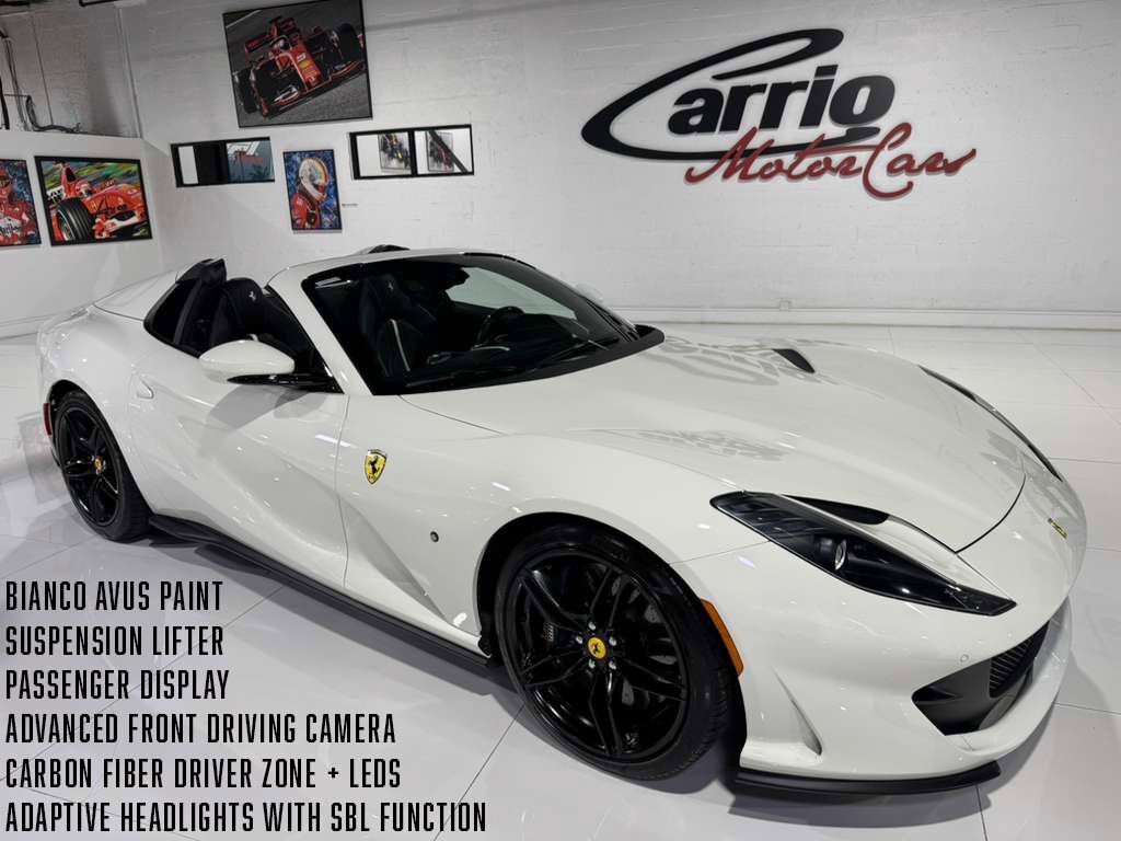2023 Ferrari 812 GTS Bianco Avus paint, front lifter, passenger display, front driving camera, carbon driver zone & MORE!