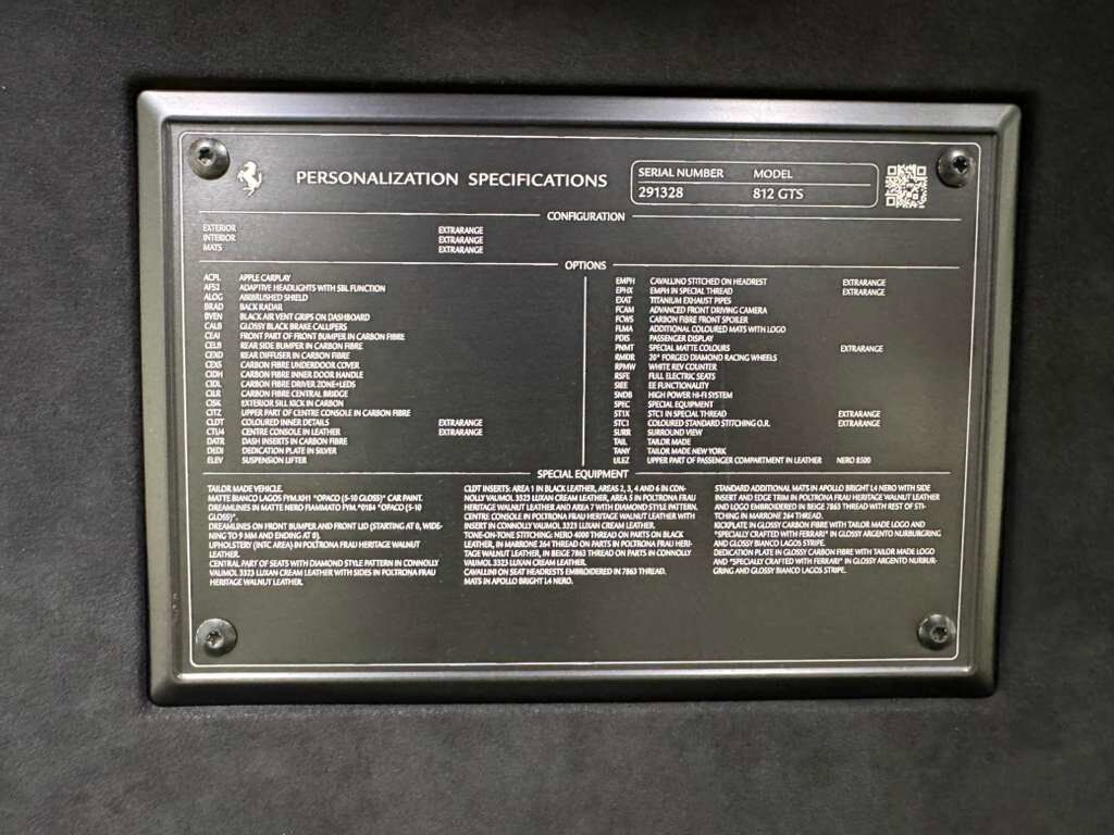 2023 Ferrari 812 GTS TAILOR MADE NEW YORK BUILD! 1 OF 1! TOO MANY OPTIONS TO LIST!! Fort Lauderdale FL