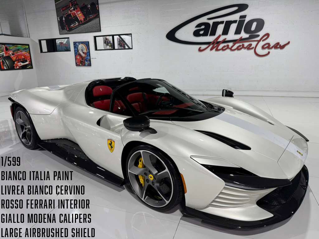 2023 Ferrari Daytona SP3 Bianco Italia paint, Livrea Bianco Cervino, Rosso Ferrari interior, airbrushed shield AND MUCH MORE!