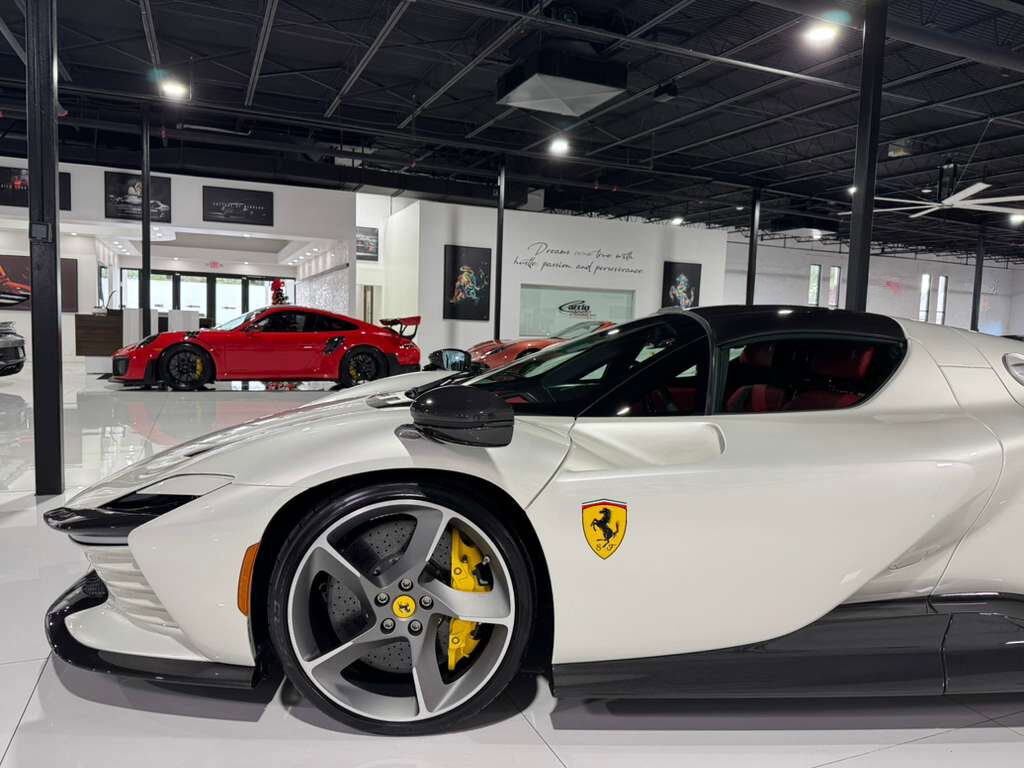 2023 Ferrari Daytona SP3 Bianco Italia paint, Livrea Bianco Cervino, Rosso Ferrari interior, airbrushed shield AND MUCH MORE! Fort Lauderdale FL