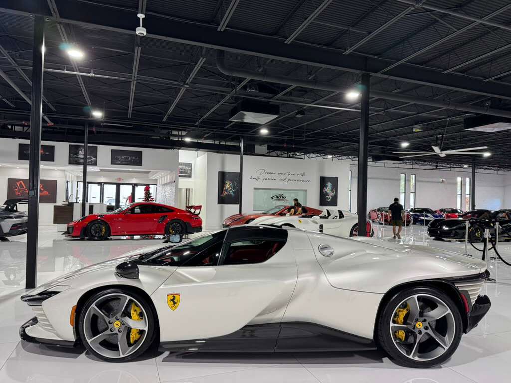 2023 Ferrari Daytona SP3 Bianco Italia paint, Livrea Bianco Cervino, Rosso Ferrari interior, airbrushed shield AND MUCH MORE! Fort Lauderdale FL