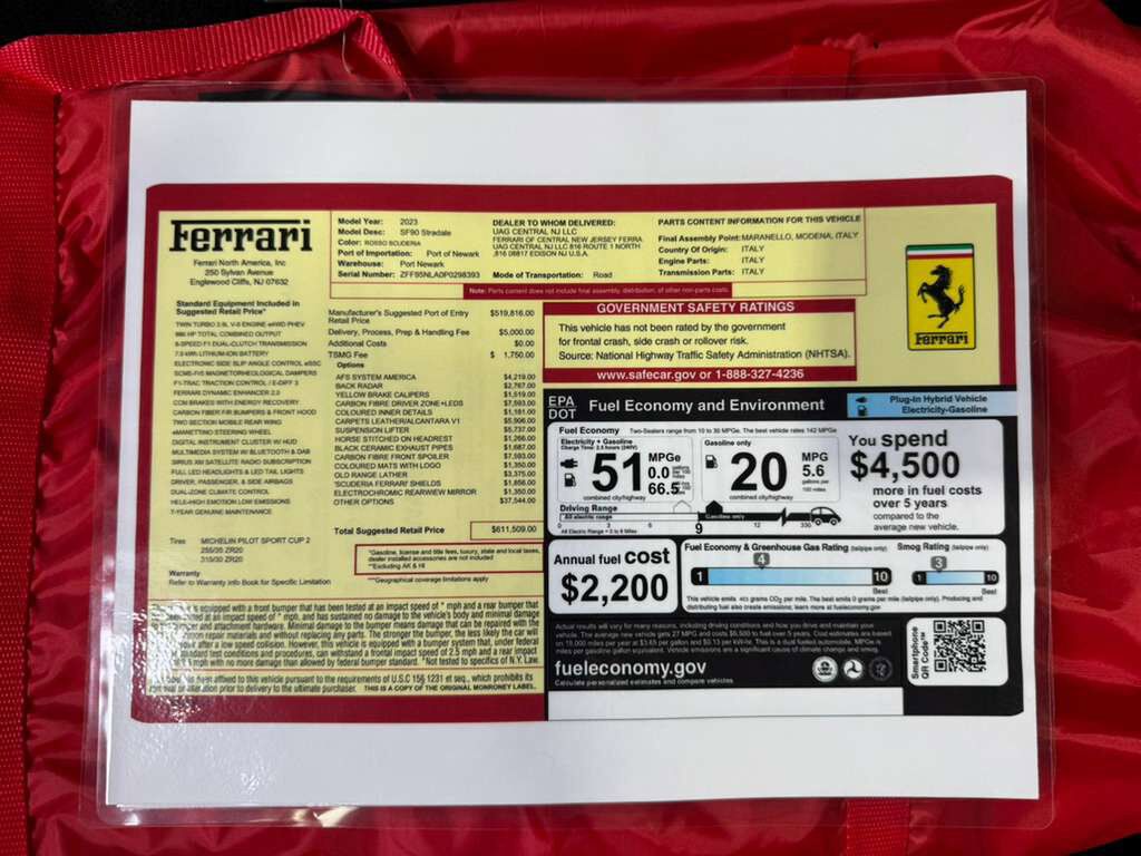 2023 Ferrari SF90 Stradale Rosso Scuderia paint, Extra-Range interior, surround view, front lift, carbon galore AND MUCH MORE!! Fort Lauderdale FL