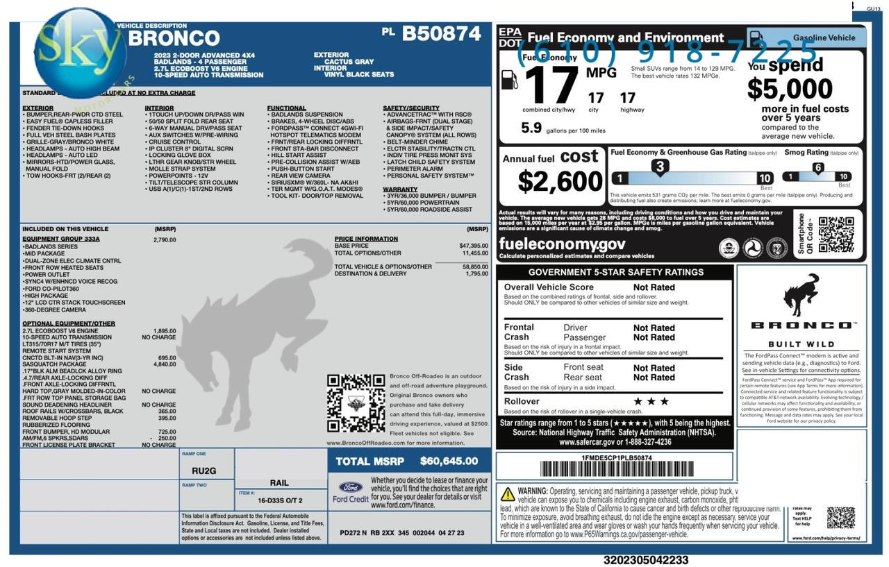 2023 Ford Bronco 2 Door 4WD Badlands V6