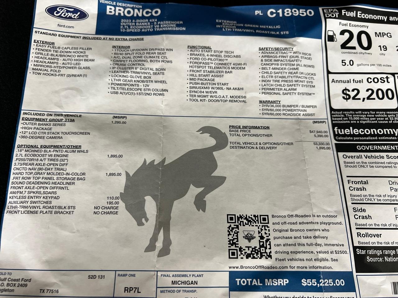 2023 Ford Bronco Outer Banks, High Pkg, V6, Hard Top, Lift, Power Steps Houston TX