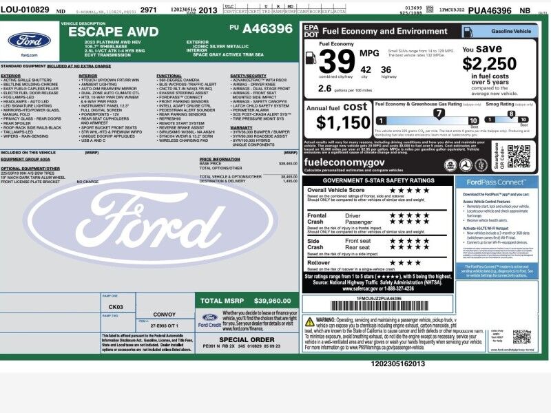 2023 Ford Escape Platinum AWD HEV