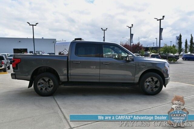 2023 Ford F-150 Lightning Lariat / 4X4 / Crew Cab / Max Trailer Pkg / Power & Heated Leather Seats / Heated Steering Wheel / Navigation / B&O Speakers / 360 Camera / Lane Departure & Blind Spot Alert / 240 Mile Range / 1-Owner Anchorage AK