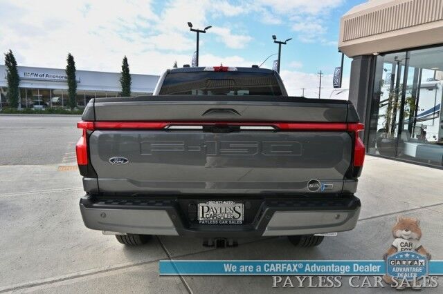 2023 Ford F-150 Lightning Lariat / 4X4 / Crew Cab / Max Trailer Pkg / Power & Heated Leather Seats / Heated Steering Wheel / Navigation / B&O Speakers / 360 Camera / Lane Departure & Blind Spot Alert / 240 Mile Range / 1-Owner Anchorage AK