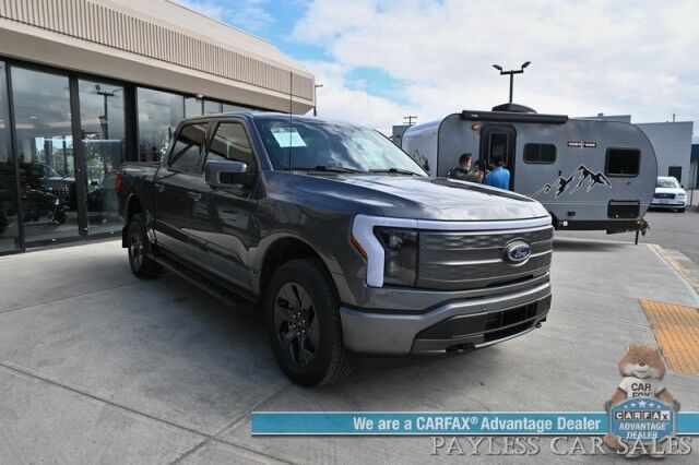2023 Ford F-150 Lightning Lariat / 4X4 / Crew Cab / Max Trailer Pkg / Power & Heated Leather Seats / Heated Steering Wheel / Navigation / B&O Speakers / 360 Camera / Lane Departure & Blind Spot Alert / 240 Mile Range / 1-Owner Anchorage AK