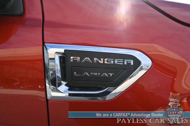 2023 Ford Ranger Lariat / 4X4 / Crew Cab / Power & Heated Leather Seats / Lane Watch & Blind Spot Alert / Apple CarPlay & Android Auto / Keyless Entry & Start / Aluminum Wheels / Back Up Cam / Only 12K Miles / 1-Owner Anchorage AK