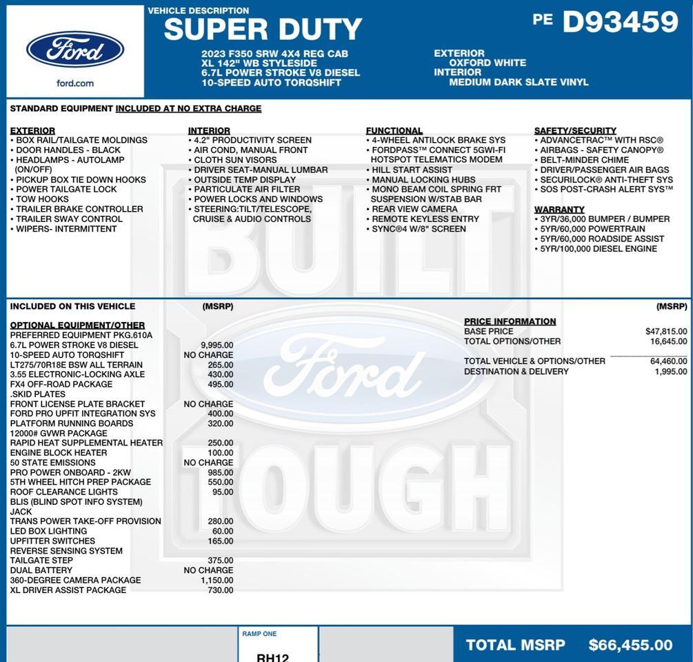 2023 Ford Super Duty F-350 XL 4X4 / 6.7L V8 Diesel / Tailgate Step! High Point NC