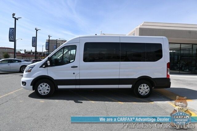 2023 Ford Transit Passenger Wagon Med Roof XLT / 3.5L V6 / Leather Bucket Seats / Navigation / Blind Spot Alert / Apple CarPlay & Android Auto / Seats 8 / 360 View Camera / Cruise Control / Air Conditioning /Fog Lights / Running Board / 1-Owner Anchorage AK