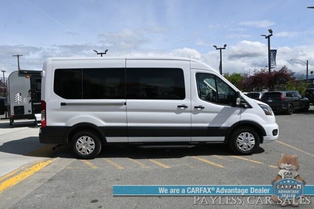 2023 Ford Transit Passenger Wagon Med Roof XLT / 3.5L V6 / Leather Bucket Seats / Navigation / Blind Spot Alert / Apple CarPlay & Android Auto / Seats 8 / 360 View Camera / Cruise Control / Air Conditioning /Fog Lights / Running Board / 1-Owner Anchorage AK