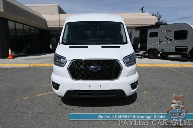2023 Ford Transit Passenger Wagon Med Roof XLT / 3.5L V6 / Leather Bucket Seats / Navigation / Blind Spot Alert / Apple CarPlay & Android Auto / Seats 8 / 360 View Camera / Cruise Control / Air Conditioning /Fog Lights / Running Board / 1-Owner Anchorage AK