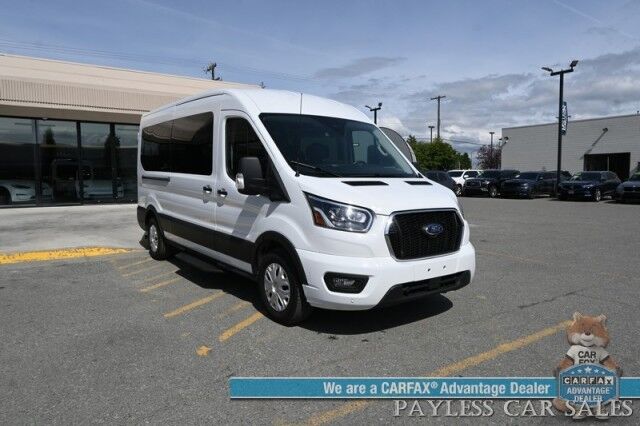 2023 Ford Transit Passenger Wagon Med Roof XLT / 3.5L V6 / Leather Bucket Seats / Navigation / Blind Spot Alert / Apple CarPlay & Android Auto / Seats 8 / 360 View Camera / Cruise Control / Air Conditioning /Fog Lights / Running Board / 1-Owner Anchorage AK