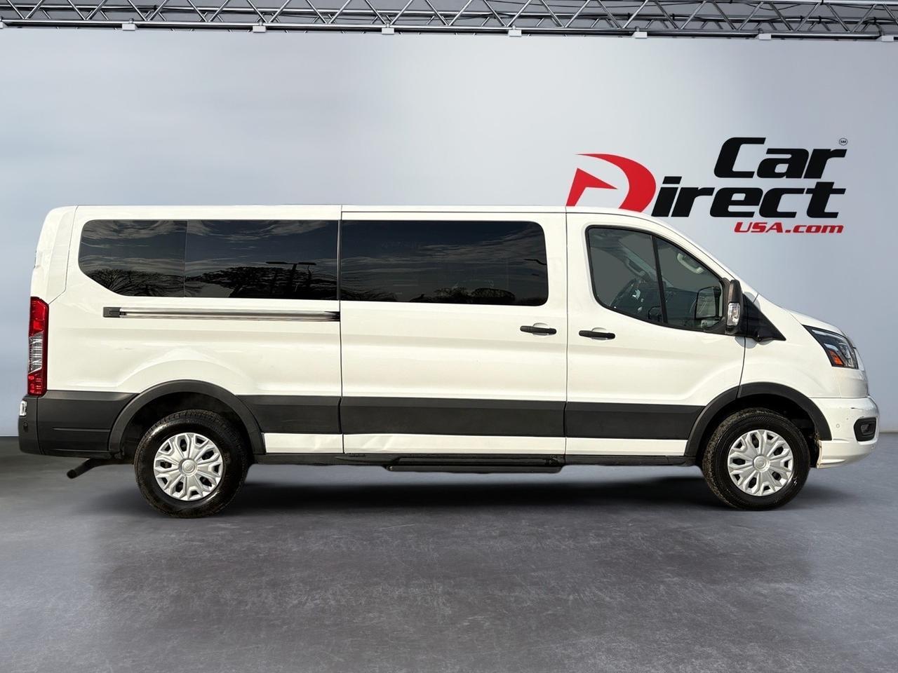 2023 Ford Transit Passenger Wagon XLT, BLIND SPOT ASSIST, AUTO START/STOP, 360 BACKUP CAMERA, POWER RUNNING BOARDS, LANE KEEP ASSIST, PRE COLLISION BRAKING, DAYTIME RUNNING LIGHTS, ONLY 1 OWNER, CLEAN CARFAX, LOAD EVERYONE UP IN THIS VAN!