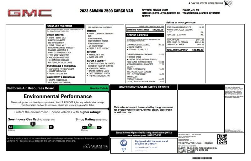 2023 GMC Savana Cargo Van - 1 OWNER - LOW MILES - VERY CLEAN Webster MA