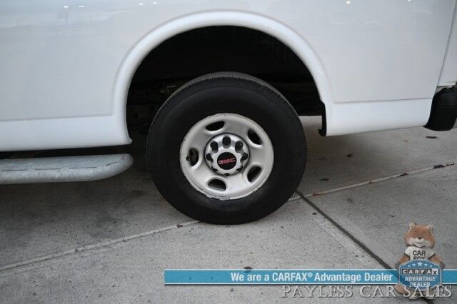 2023 GMC Savana Cargo Van 2500 / Chrome Appearance & Cold Climate Pkg / 4.3L V6 / Driver Convenience Pkg / Bulkhead / Power Locks, Windows & Mirrors / Aux Input / Air Conditioning / Cruise Control / Running Boards / 1-Owner Wasilla AK