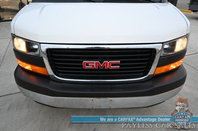 2023 GMC Savana Cargo Van 2500 / Chrome Appearance & Cold Climate Pkg / 4.3L V6 / Driver Convenience Pkg / Bulkhead / Power Locks, Windows & Mirrors / Aux Input / Air Conditioning / Cruise Control / Running Boards / 1-Owner Anchorage AK 2023 GMC Savana Cargo Van 2500 / Chrome Appearance & Cold Climate Pkg / 4.3L V6 / Driver Convenience Pkg / Bulkhead / Power Locks, Windows & Mirrors / Aux Input / Air Conditioning / Cruise Control / Running Boards / 1-Owner Anchorage AK