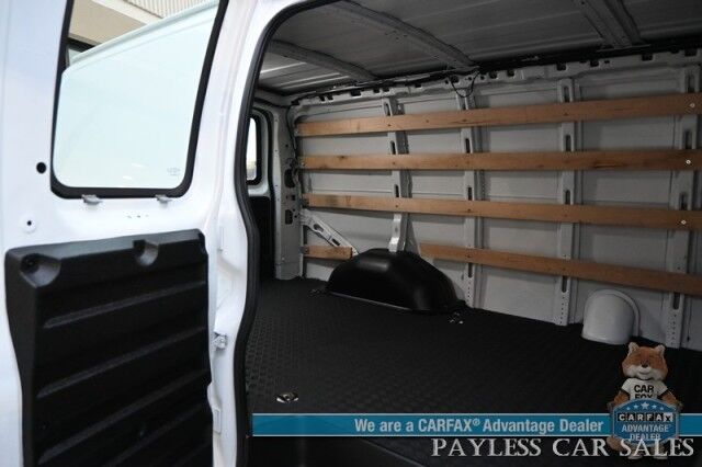 2023 GMC Savana Cargo Van 2500 / Chrome Appearance & Cold Climate Pkg / 4.3L V6 / Driver Convenience Pkg / Bulkhead / Power Locks, Windows & Mirrors / Aux Input / Air Conditioning / Cruise Control / Running Boards / 1-Owner Anchorage AK 2023 GMC Savana Cargo Van 2500 / Chrome Appearance & Cold Climate Pkg / 4.3L V6 / Driver Convenience Pkg / Bulkhead / Power Locks, Windows & Mirrors / Aux Input / Air Conditioning / Cruise Control / Running Boards / 1-Owner Anchorage AK