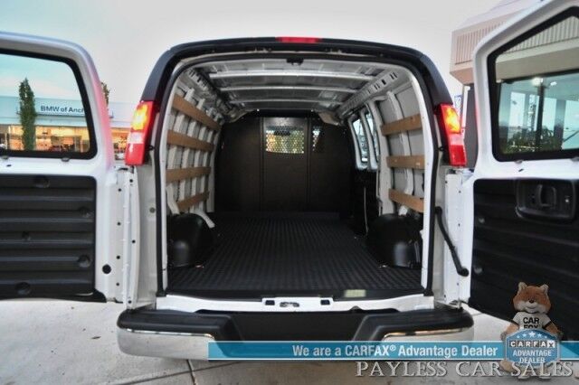 2023 GMC Savana Cargo Van 2500 / Chrome Appearance & Cold Climate Pkg / 4.3L V6 / Driver Convenience Pkg / Bulkhead / Power Locks, Windows & Mirrors / Aux Input / Air Conditioning / Cruise Control / Running Boards / 1-Owner Anchorage AK 2023 GMC Savana Cargo Van 2500 / Chrome Appearance & Cold Climate Pkg / 4.3L V6 / Driver Convenience Pkg / Bulkhead / Power Locks, Windows & Mirrors / Aux Input / Air Conditioning / Cruise Control / Running Boards / 1-Owner Anchorage AK