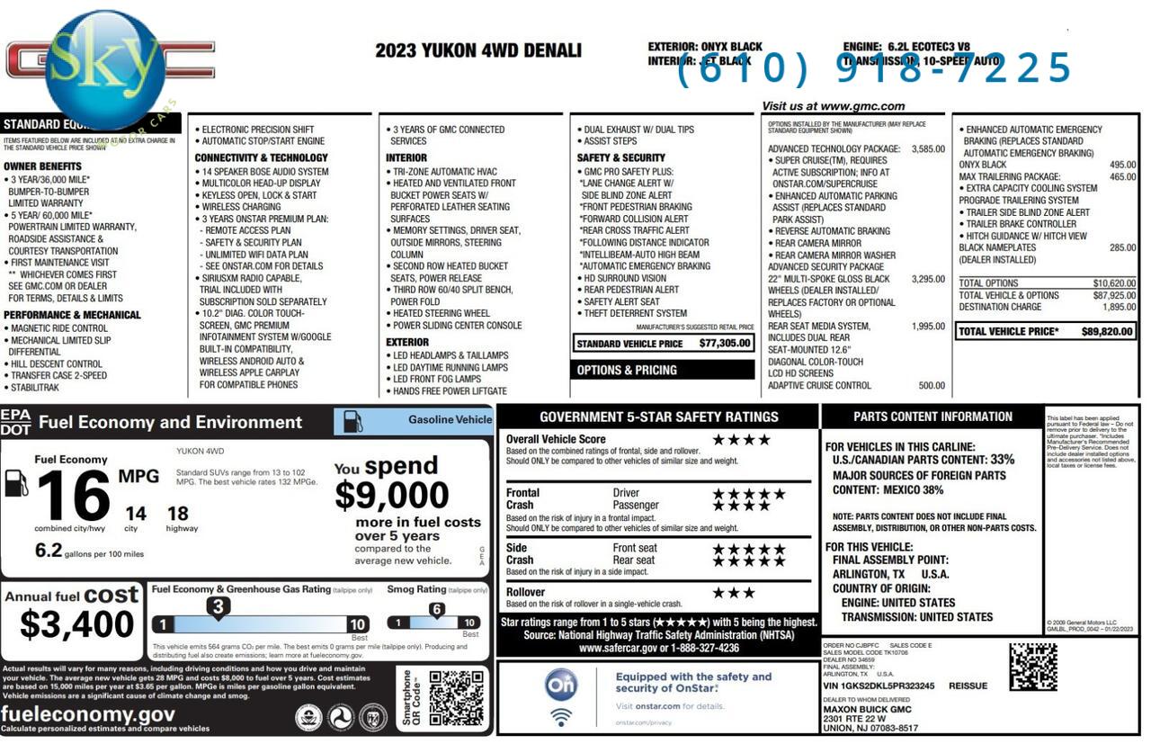 2023 GMC Yukon 4WD Denali Super Cruise 7-PASSENGER West Chester PA