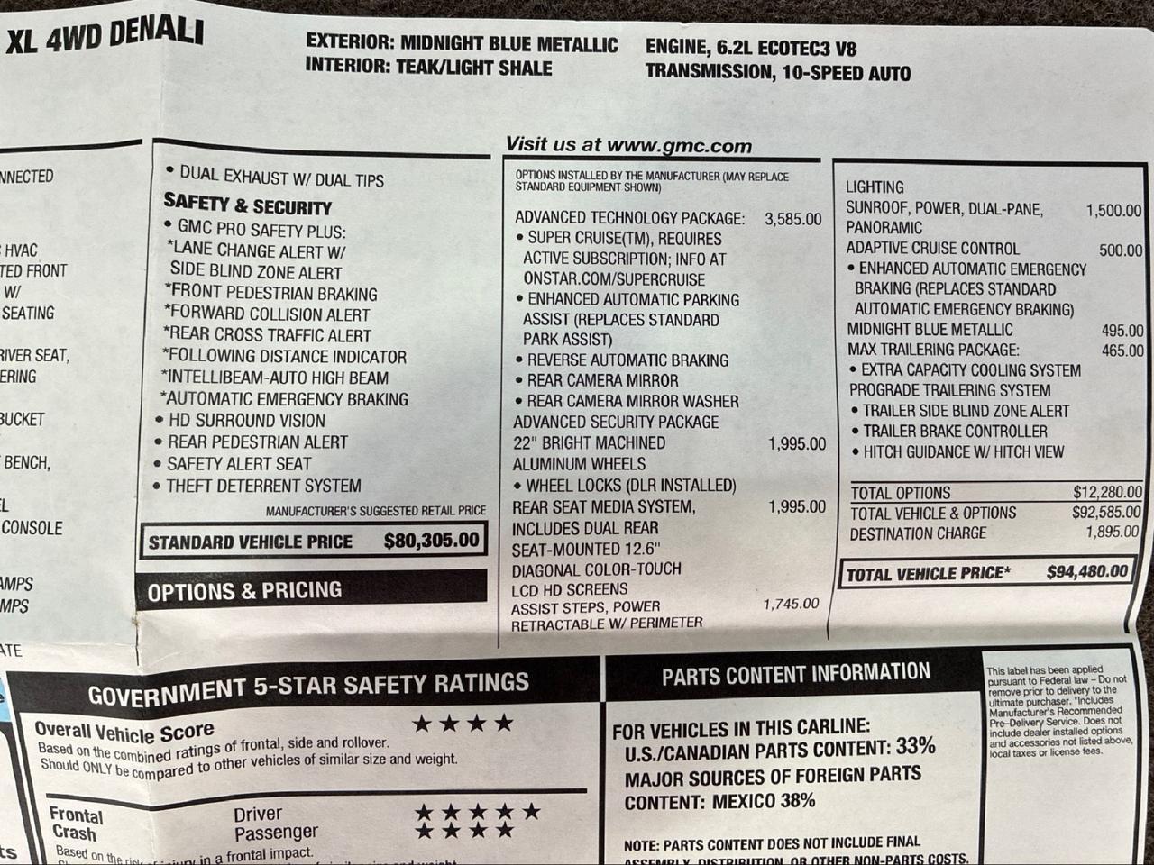 2023 GMC Yukon XL Denali, Advanced Tech Pkg (Super Cruise), Rear Media, Power Boards, Pano Roof, Max Tow Houston TX