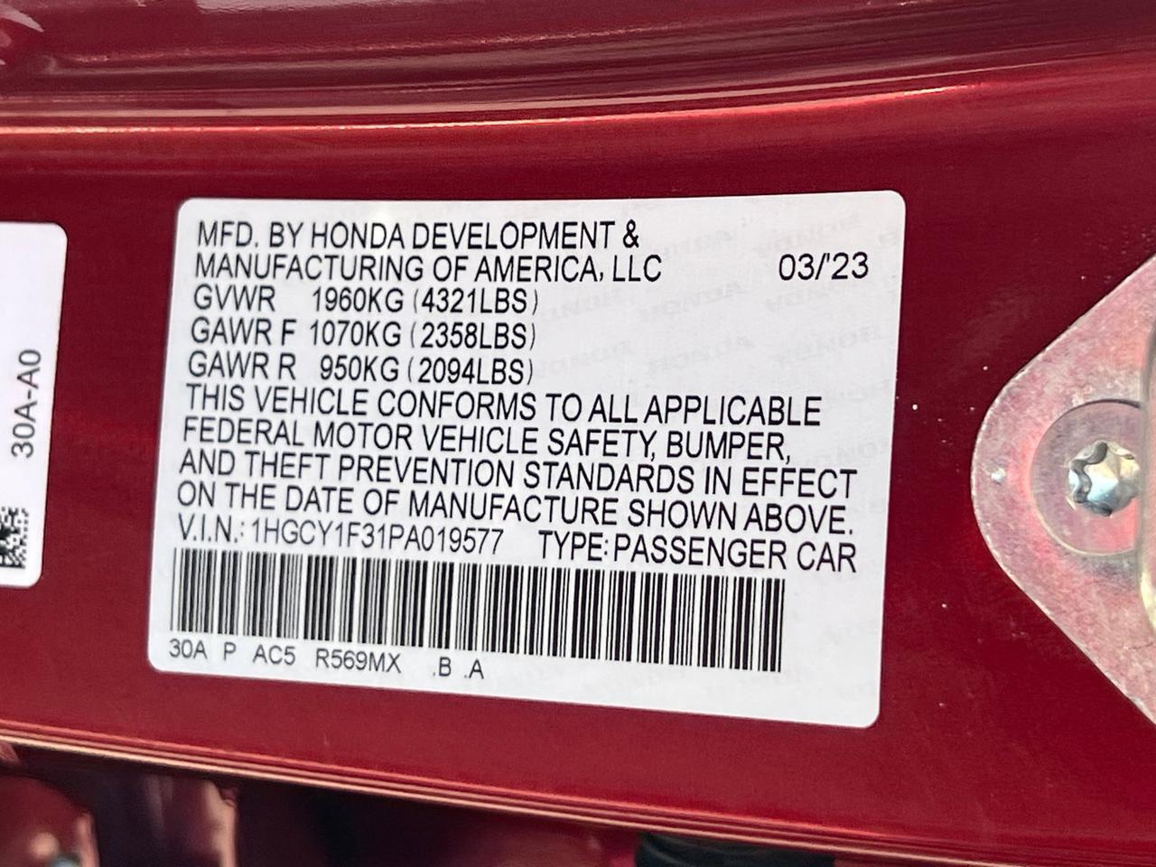 2023 Honda Accord EX Hagerstown MD