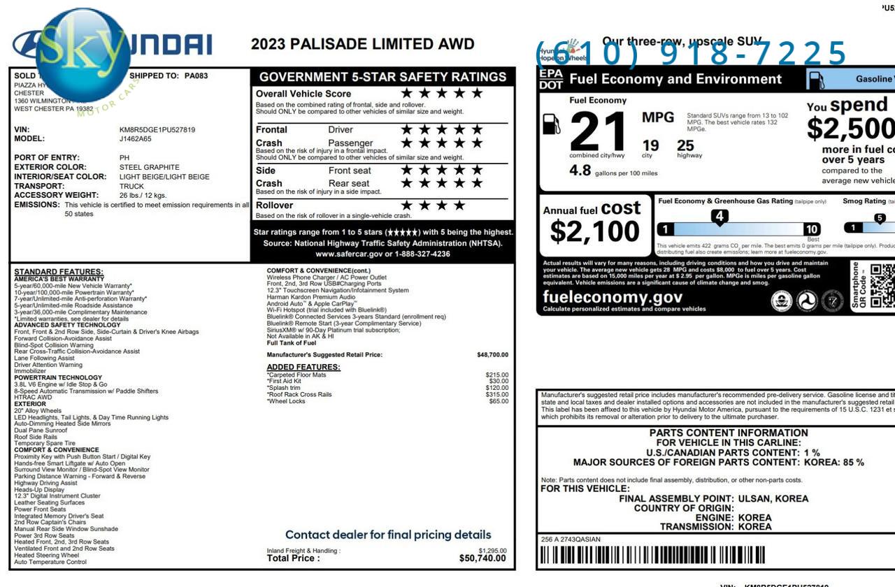2023 Hyundai Palisade AWD Limited West Chester PA