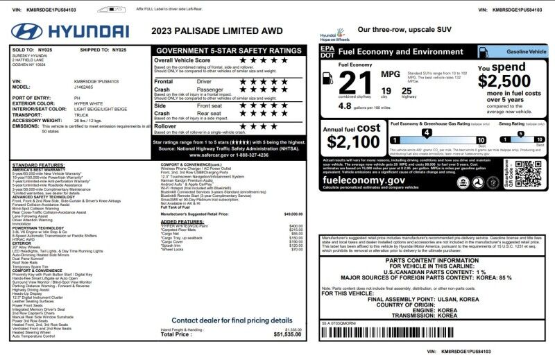 2023 Hyundai Palisade Limited - 1 OWNER - LOADED Whitinsville MA