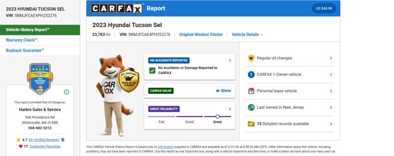 2023 Hyundai Tucson SEL - LEATHER - SUNROOF - 1 OWNER Whitinsville MA