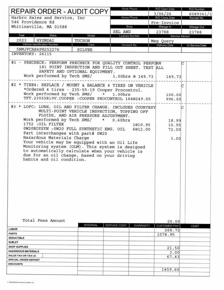 2023 Hyundai Tucson SEL - LEATHER - SUNROOF - 1 OWNER Webster MA