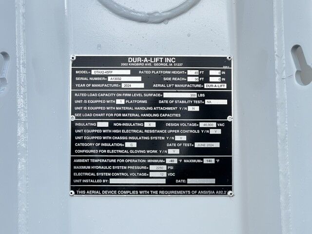 2023 International CV515 Dur-A-Lift DTAX2-45FP 50' Insulated Aerial Lift Bucket Truck with 9'9 Chipper Dump Miami FL