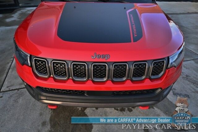 2023 Jeep Compass Trailhawk / 4X4 / Leather Trimmed Seats / Adaptive Cruise Control / Lane Departure & Blind Spot Alert / Apple CarPlay & Android Auto / USB Input / Back Up Camera / Keyless Entry & Start / 32 MPG / Low Miles / 1-Owner Anchorage AK