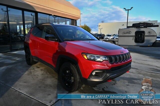 2023 Jeep Compass Trailhawk / 4X4 / Leather Trimmed Seats / Adaptive Cruise Control / Lane Departure & Blind Spot Alert / Apple CarPlay & Android Auto / USB Input / Back Up Camera / Keyless Entry & Start / 32 MPG / Low Miles / 1-Owner Anchorage AK