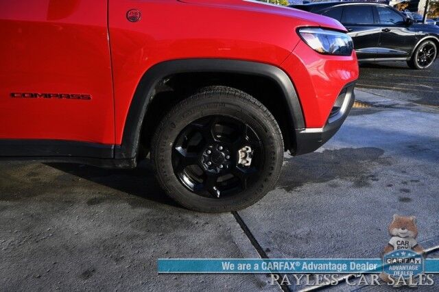 2023 Jeep Compass Trailhawk / 4X4 / Leather Trimmed Seats / Adaptive Cruise Control / Lane Departure & Blind Spot Alert / Apple CarPlay & Android Auto / USB Input / Back Up Camera / Keyless Entry & Start / 32 MPG / Low Miles / 1-Owner Anchorage AK