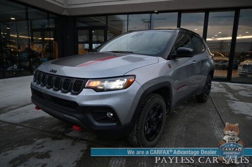 2023 Jeep Compass Trailhawk / 4X4 / Leather Trimmed Seats / Adaptive Cruise Control / Lane Departure & Blind Spot Alert / Apple CarPlay & Android Auto / USB Input / Back Up Camera / Keyless Entry & Start / 32 MPG / Low Miles / 1-Owner Anchorage AK