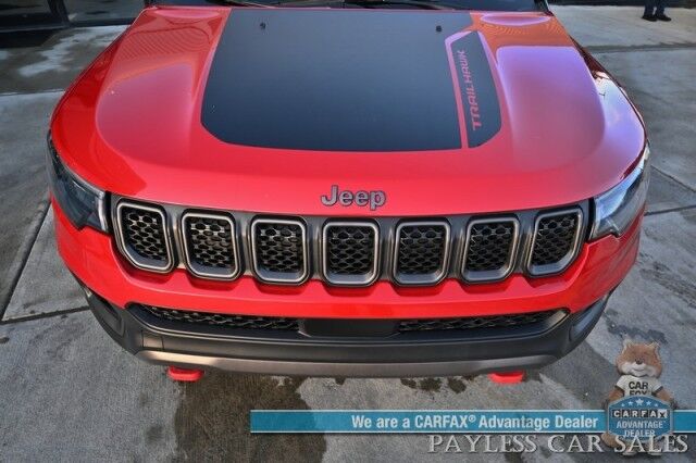 2023 Jeep Compass Trailhawk / 4X4 / Leather Trimmed Seats / Adaptive Cruise Control / Lane Departure & Blind Spot Alert / Apple CarPlay & Android Auto / USB Input / Back Up Camera / Keyless Entry & Start / 32 MPG / Low Miles / 1-Owner Anchorage AK