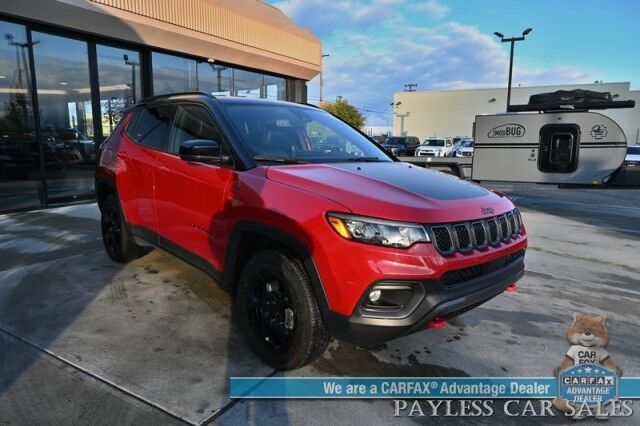 2023 Jeep Compass Trailhawk / 4X4 / Leather Trimmed Seats / Adaptive Cruise Control / Lane Departure & Blind Spot Alert / Apple CarPlay & Android Auto / USB Input / Back Up Camera / Keyless Entry & Start / 32 MPG / Low Miles / 1-Owner Anchorage AK