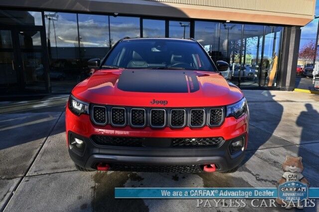 2023 Jeep Compass Trailhawk / 4X4 / Leather Trimmed Seats / Adaptive Cruise Control / Lane Departure & Blind Spot Alert / Apple CarPlay & Android Auto / USB Input / Back Up Camera / Keyless Entry & Start / 32 MPG / Low Miles / 1-Owner Anchorage AK