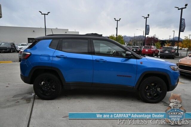 2023 Jeep Compass Trailhawk / 4X4 / Leather Trimmed Seats / Adaptive Cruise Control / Lane Departure & Blind Spot Alert / Apple CarPlay & Android Auto / USB Input / Back Up Camera / Keyless Entry & Start / 32 MPG / Low Miles / 1-Owner Wasilla AK