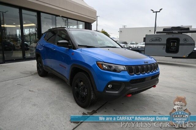 2023 Jeep Compass Trailhawk / 4X4 / Leather Trimmed Seats / Adaptive Cruise Control / Lane Departure & Blind Spot Alert / Apple CarPlay & Android Auto / USB Input / Back Up Camera / Keyless Entry & Start / 32 MPG / Low Miles / 1-Owner Wasilla AK