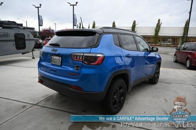2023 Jeep Compass Trailhawk / 4X4 / Leather Trimmed Seats / Adaptive Cruise Control / Lane Departure & Blind Spot Alert / Apple CarPlay & Android Auto / USB Input / Back Up Camera / Keyless Entry & Start / 32 MPG / Low Miles / 1-Owner Wasilla AK