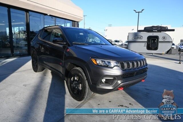 2023 Jeep Compass Trailhawk / 4X4 / Leather Trimmed Seats / Adaptive Cruise Control / Lane Departure & Blind Spot Alert / Apple CarPlay & Android Auto / USB Input / Back Up Camera / Keyless Entry & Start / 32 MPG / Low Miles / 1-Owner Anchorage AK