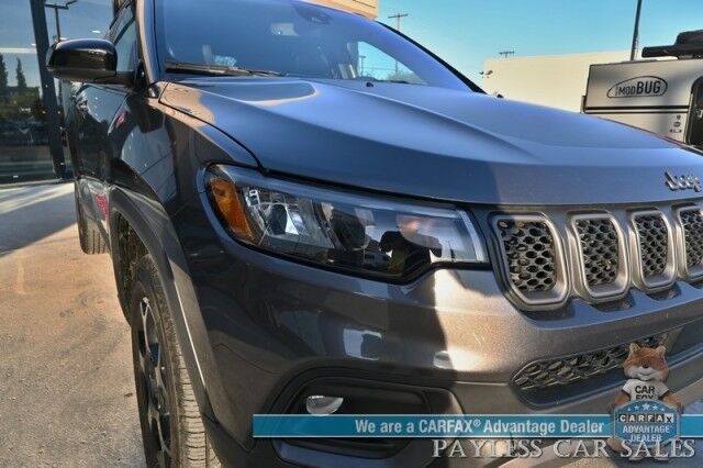 2023 Jeep Compass Trailhawk / 4X4 / Leather Trimmed Seats / Adaptive Cruise Control / Lane Departure & Blind Spot Alert / Apple CarPlay & Android Auto / USB Input / Back Up Camera / Keyless Entry & Start / 32 MPG / Low Miles / 1-Owner Anchorage AK