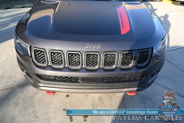 2023 Jeep Compass Trailhawk / 4X4 / Leather Trimmed Seats / Adaptive Cruise Control / Lane Departure & Blind Spot Alert / Apple CarPlay & Android Auto / USB Input / Back Up Camera / Keyless Entry & Start / 32 MPG / Low Miles / 1-Owner Anchorage AK