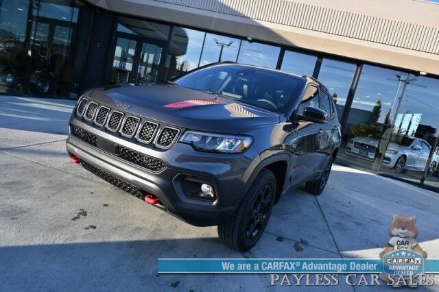 2023 Jeep Compass Trailhawk / 4X4 / Leather Trimmed Seats / Adaptive Cruise Control / Lane Departure & Blind Spot Alert / Apple CarPlay & Android Auto / USB Input / Back Up Camera / Keyless Entry & Start / 32 MPG / Low Miles / 1-Owner Anchorage AK