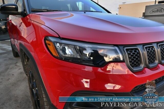 2023 Jeep Compass Trailhawk / 4X4 / Leather Trimmed Seats / Adaptive Cruise Control / Lane Departure & Blind Spot Alert / Apple CarPlay & Android Auto / USB Input / Back Up Camera / Keyless Entry & Start / 32 MPG / Low Miles / 1-Owner Anchorage AK