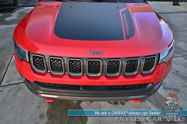 2023 Jeep Compass Trailhawk / 4X4 / Leather Trimmed Seats / Adaptive Cruise Control / Lane Departure & Blind Spot Alert / Apple CarPlay & Android Auto / USB Input / Back Up Camera / Keyless Entry & Start / 32 MPG / Low Miles / 1-Owner Anchorage AK