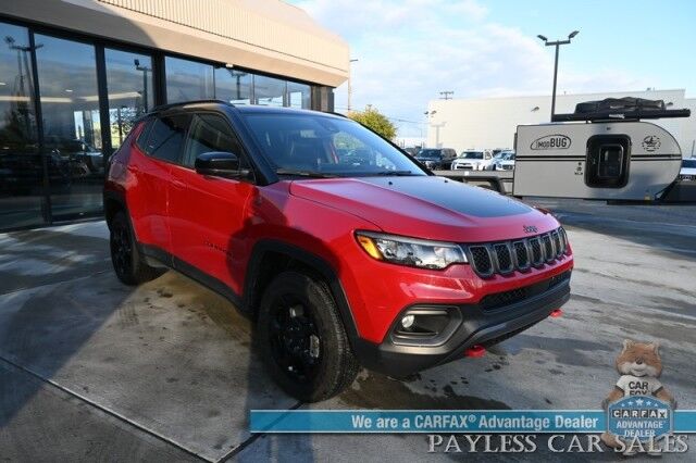 2023 Jeep Compass Trailhawk / 4X4 / Leather Trimmed Seats / Adaptive Cruise Control / Lane Departure & Blind Spot Alert / Apple CarPlay & Android Auto / USB Input / Back Up Camera / Keyless Entry & Start / 32 MPG / Low Miles / 1-Owner Anchorage AK